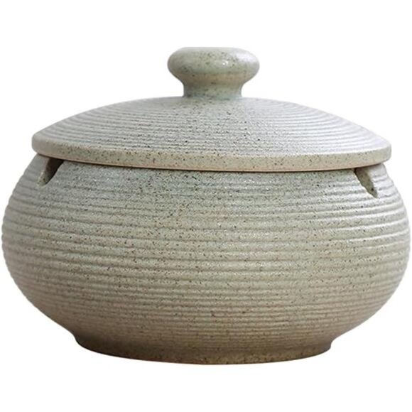 Ceramic Ashtray with Lids,Windproof Cigarette Ashtray for Indoor Use, Ash Holder - Picture 4 of 4
